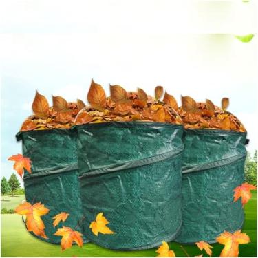 Imagem de 星姿 Pacote com 3 coletores de folhas, coletor de lixo reutilizável portátil, lixeira para uso ao ar livre, cesto de roupa suja, com 2 travas dobráveis, alça única, dobrável, com suporte reforçado para