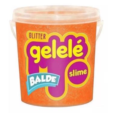 Imagem de Slime Gelelé Com Glitter Geleca Balde Brinquedo Laranja 457g Várias Co