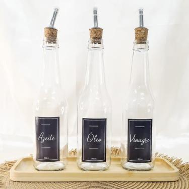 Imagem de Kit Porta Azeite, Óleo e Vinagre  03 Frascos de Vidro 355ml com Bico D