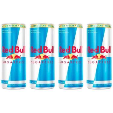 Imagem de Bebida Energética Red Bull Sugarfree Zero Açúcar - 250ml 4 Unidades, S