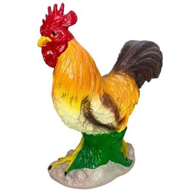 Imagem de 1 Estátua de Jardim Galo Colorido Grande em Resina 32cm Realista - LZ 