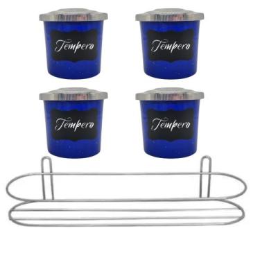 Imagem de Porta Condimentos 3 Peças Alumínio com Suporte de Papel Toalha Etiquet