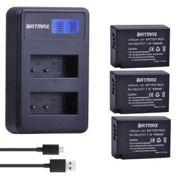 Imagem de Kit 3 Bateria Lp-e17 Com Carregador Duplo T6i T7i Sl2 M3 M5 - Batmax
