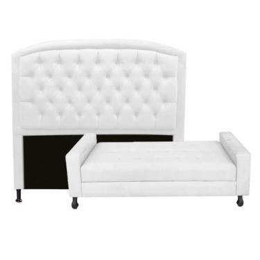 Imagem de Kit Félix com Cabeceira Geovana 1,95 cm King Size Baú Quarto Sala mate