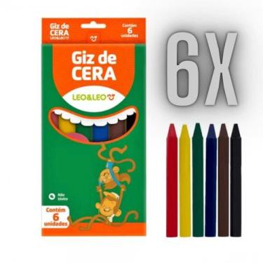 Imagem de 6 Caixinha Giz De Cera Mini 6 Cores Leo leo Atacado - leonora