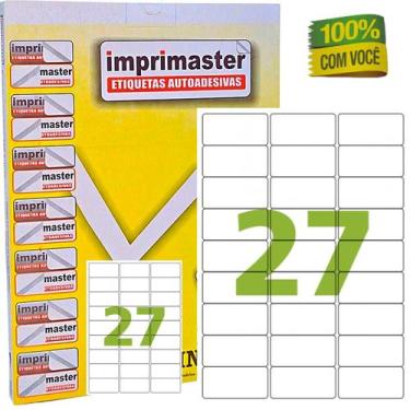 Imagem de Etiquetas Adesivas Imprimaster A4 - 63,5mm X 31mm 27 Etiquetas por fol