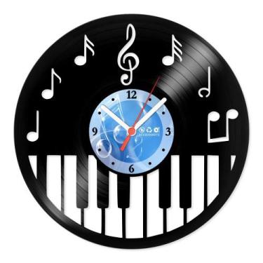 Imagem de Relógio De Parede Disco Vinil Música - Notas de Piano - VMU-012 - Mode