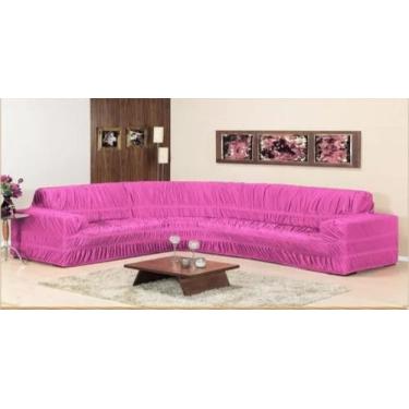 Imagem de Capa para sofa de canto elasticada em malha - MAYRA ENXOVAIS, Rosa