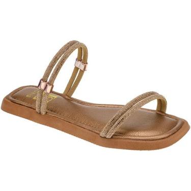 Imagem de Sandália de Brilho Sola Baixa com Palmilha Confort Rasteirinha Tira de