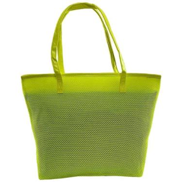 Imagem de Bolsa Feminina Neon Amarelo Premium Luxo Alça Piscina Praia Viagem Res