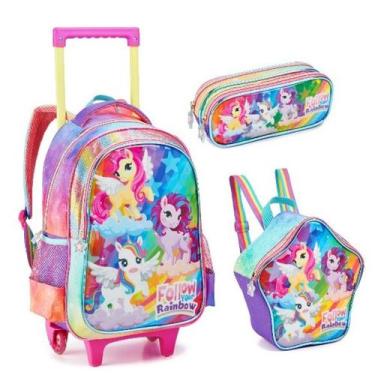 Imagem de Kit Mochilete Lancheira Estojo Unicorn Friends Meninas - DENLEX 1714K