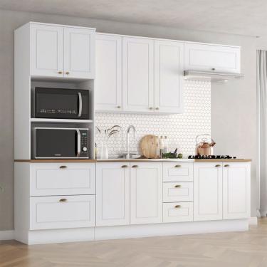 Imagem de Cozinha Completa Americana 10 Portas 5 Gavetas 100% Mdf Branco Natural - Henn