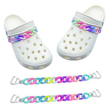 Imagem de DisepArt Encantos de corrente de sapato fofos acessórios de decoração de sapatos coloridos 2 peças sandálias tamanco festa presente de aniversário, Medium, Plástico, Pérola