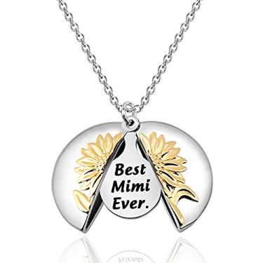 Imagem de BEKECH Mimi Gift Best Mimi Ever Charm Colar de girassol Joias Mimi Presente de Dia das Mães para Mimi Grandmother Nana Granny, Cobre, /na