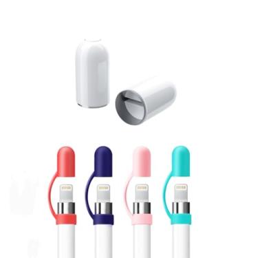 Imagem de [Pacote com 4] Tampa magnética Greophko para iPencil de substituição com suporte de tampa de silicone para Apple Pencil 1ª geração (azul marinho, rosa, vermelho, verde menta, pacote com 6)