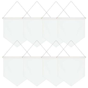 Imagem de FVIEXE 8 peças de banner de lona em branco, faixas de lona brancas com cavilha de madeira, pino de esmalte suporte de banner de exibição de parede para pinos de esmalte lapelas emblemas botões coleção
