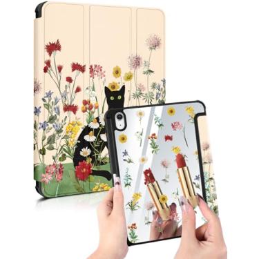 Imagem de Buleens Capa para iPad 10ª/11ª (A16) Geração – 10,9 polegadas 2022 11 polegadas 2025 Capa com suporte para caneta Estética Fofa Auto Wake/Sleep Funda para iPad 10th/11th Gen A2696 A2757, Flower Cats