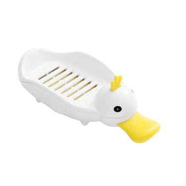 Imagem de Saboneteira de Pato Amarelo, Suporte de Sabonete de Desenho Animado de Camada Dupla Com Furo de Drenagem, Plástico, 19,5 X 8,9 X 4,8 Cm, para Banheiro, Cozinha