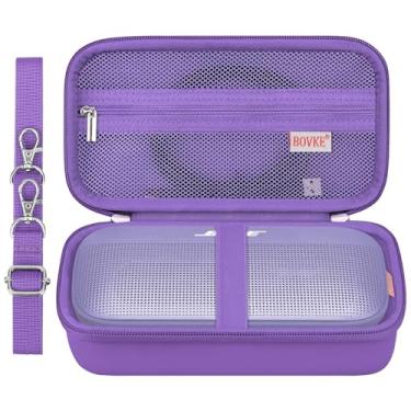 Imagem de BOVKE Capa rígida para alto-falante portátil Bose SoundLink Flex Bluetooth, bolso de malha extra para alto-falantes Bluetooth, carregador Bose, cabos de carregamento, roxo (alça de ombro)