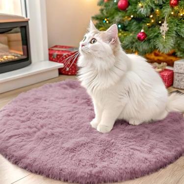 Imagem de OLANLY Tapetes redondos blush para quarto – Lavável na máquina, tapetes circulares de 60 cm para sala de estar, tapete felpudo macio e fofo para meninas e meninos, quartos de berçário, dormitórios