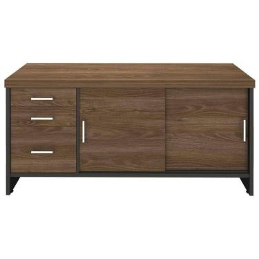 Imagem de Balcão Multiuso Escritório Com Gavetas E Portas Charuto preto