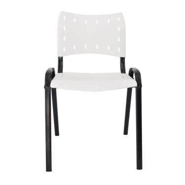 Imagem de Cadeira Iso Para Escola Escritório Comércio Branco Base Preta