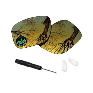 Imagem de Raydi Lentes de substituição de policarbonato e acessórios para óculos de sol Oakley Holbrook Metal OO4123 quadrados - Espelho dourado 24K - Polarizado