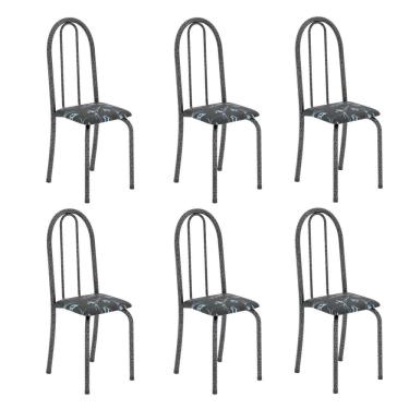 Imagem de Kit 6 Cadeiras Tubular Iris B 96x36x41 Cm Preto/Mart Prata