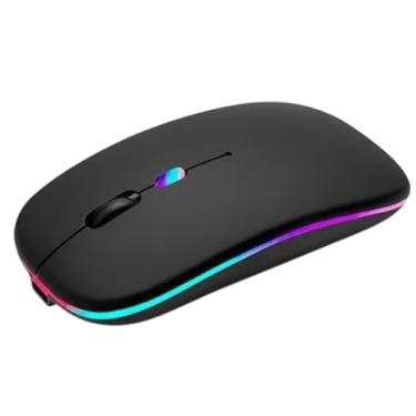 Imagem de Mouse Sem Fio Bluetooth, RGB LED, Recarregável, Ergonômico, Preto
