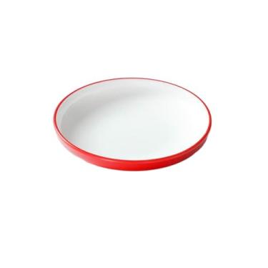 Imagem de Prato redondo de osso comercial para louça, prato quente de porcelana imitação de restaurante - vermelho e branco 8007