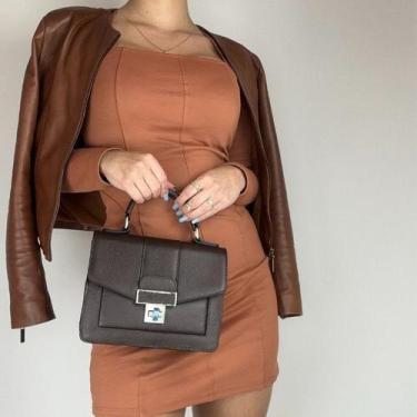 Imagem de Bolsa recuo em couro legítimo b.981, Café