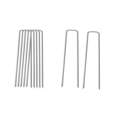Imagem de Keoferlo Grampos de aterramento de calibre 8, grampeadores de paisagem de 10 cm, pacote com 30 grampos de metal para gramado, barreira, arame, pinos de estacas em U resistentes