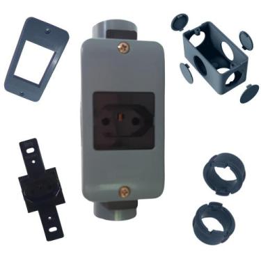 Imagem de KIT 1/2pol Tomada Simples Preta 20a Condulete Reforçado   - Maxidutos,