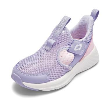 Imagem de Balabala Tênis infantil para meninos e meninas, leve, respirável, atlético, tênis de corrida, Rosa, roxo, 12 Little Kid