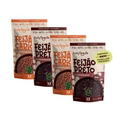 Imagem de 4 UND FEIJÃO TEMPERADO SEM PANELA DE PRESSÃO HOLYFOODS 120G - CARIOCA E PRETO