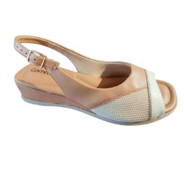 Imagem de Sandália Feminina Comfortflex Slingback Peep Toe Bege 37