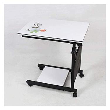 Imagem de Mesa para laptop com rodas em forma de C com altura ajustável - mesa de cabeceira portátil para escritório em casa, mesa de cabeceira totalmente ajustável com rodízios