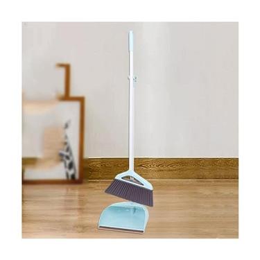 Imagem de SUREK Conjunto moderno de pá e vassoura para casa autolimpante com dentes de pá e vassoura cabo longo conveniente, azul B, 2 peças