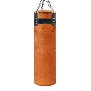 Imagem de Saco de boxe couro espesso saco de areia camurça gancho pendurado saco de pancada chute muay thai trem boxe sacos de areia sacos de soco (120 cm camurça)