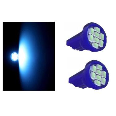 Imagem de Par Lâmpada Led Pingo T10 8 Leds 12V 10000K