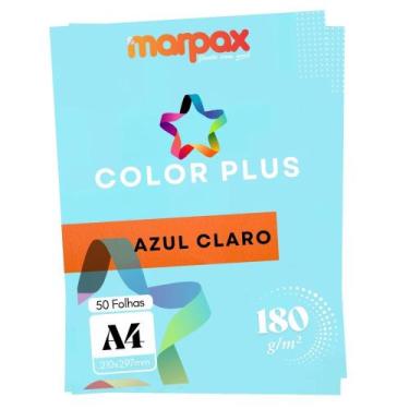 Imagem de Papel Color Plus 180g A4 210x297mm Azul Claro Marpax 50un