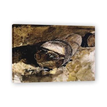 Imagem de LKXGRRSFG Impressão em tela de Andrew Wyeth com corrente de tronco - arte de realismo americano, aquarela e pintura de têmpera de ovo para decoração de casa 20 x 28 cm