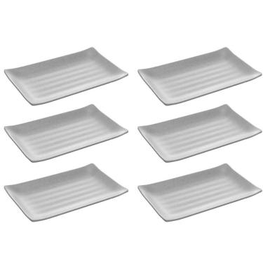 Imagem de 6 Travessas Melamina 17,5x11cm Prato Sushi Lyor Tóquio Granilite Retangular