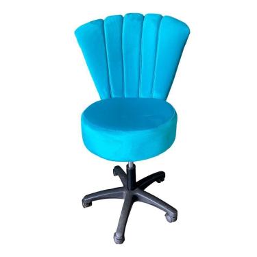 Imagem de Cadeira Mocho Pétala Veludo Azul Turquesa - In9 Decor