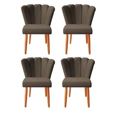 Imagem de Kit 4 Cadeiras De Jantar Estofadas Reforçada Decorativa Pétala Suede -