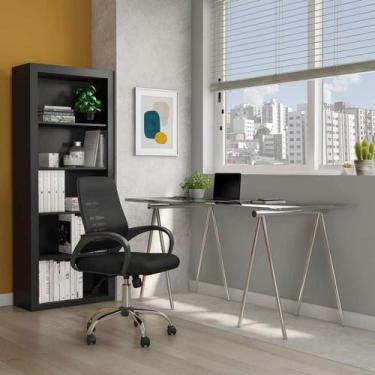 Imagem de Cadeira de Escritório Secretária Giratória Wholly Preta - Mobly