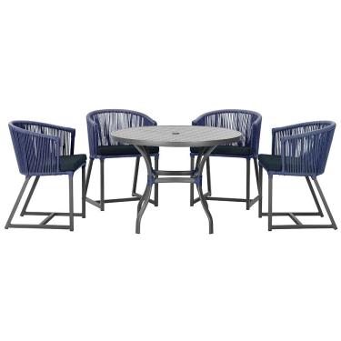 Imagem de Mesa com 4 Cadeiras de Jantar Roma 100cm e Noronha em Aluminío