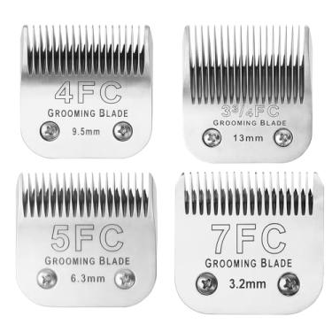 Imagem de MEMIRY Lâminas removíveis para cuidados para cães 4FC+5FC+7FC+3-3/4FC, compatíveis com cortadores Andis, Oster A5, Wahl série KM10, comprimento de corte 3,2 mm-13 mm, prata