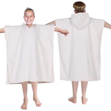 Imagem de Superior Poncho de algodão felpudo infantil, toalha de banho macia e absorvente com capuz, acessórios de banheiro, longos, roupões de banho de pelúcia para banho, chuveiro, spa, resort, hotel, praia