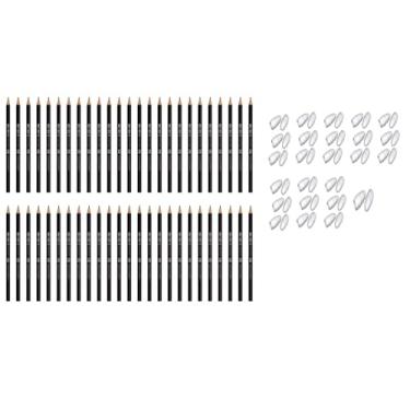 Imagem de Kit 50 Lápis Preto HB Nº 2 + 50 Borracha de Ponteira